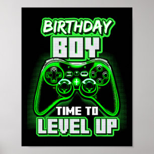 Poster Anniversaire Garçon Temps De Niveau Up Video Jeu A