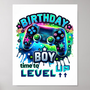 Poster Anniversaire Garçon Temps De Niveau Up Video Jeu A