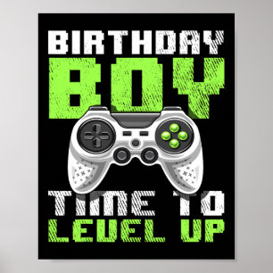 Poster Anniversaire Garçon Temps De Niveau Up Video Jeu A