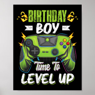 Poster Anniversaire Garçon Temps De Niveau Up Video Jeu A