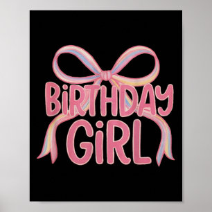 Poster Anniversaire Girl Ribbon avec mignonne Bow Party