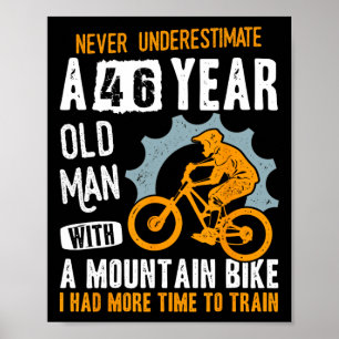 Poster Anniversaire Homme 46 ans Mtb Motard Drôle Cyclist