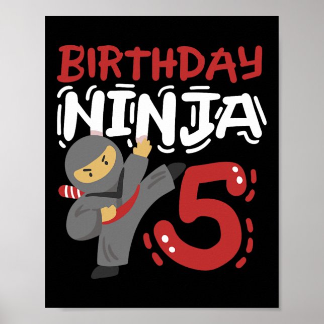 Poster Anniversaire Ninja 5 ans Karate Enfants 5e anniver (Devant)