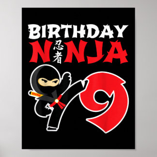 Poster Anniversaire Ninja - 9 ans Ninja Party - Anniversa
