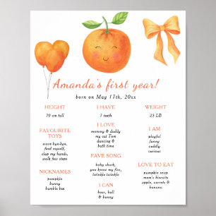 Poster Anniversaire Orange et Bow Premier anniversaire