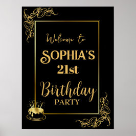 Poster Anniversaire personnalisé en noir et or