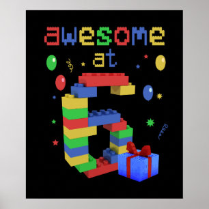 Poster Anniversaire Pour Enfants 6 Blocs De Construction 