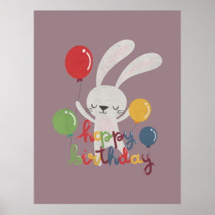Poster Anniversaire Rabbit Pun : Hoppy Anniversaire