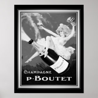 Poster Annonce champagne "P. Boutet" Vintage des années 1