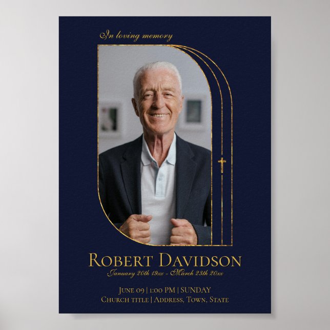 Poster Annonce de décès sur Facebook Deep Blue (Devant)