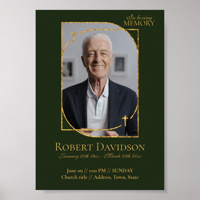 Poster Annonce de décès sur Facebook vert foncé (Devant)