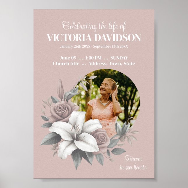 Poster Annonce de funérailles numérique à télécharger ins (Devant)