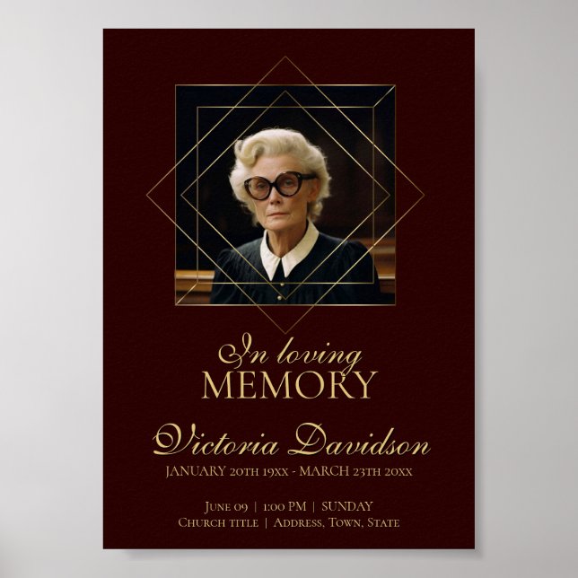 Poster Annonce de funérailles numérique post foncé rouge (Devant)