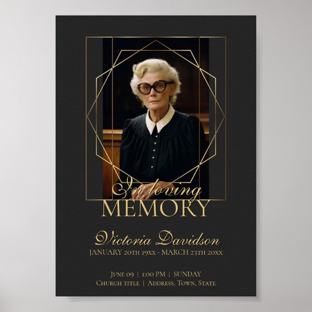 Poster Annonce de funérailles numérique Post Gris foncé (Devant)