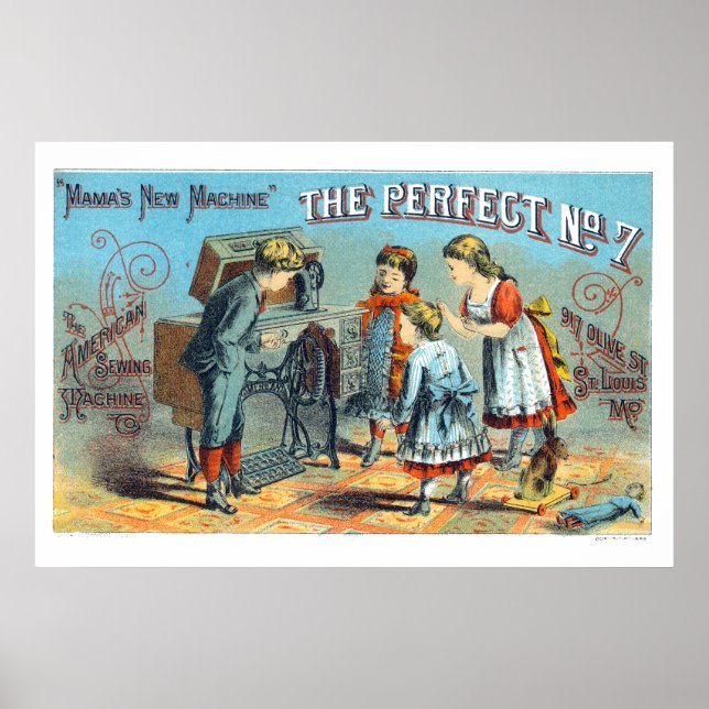 Poster Annonce de machine à coudre de l'époque victorienn (Devant)