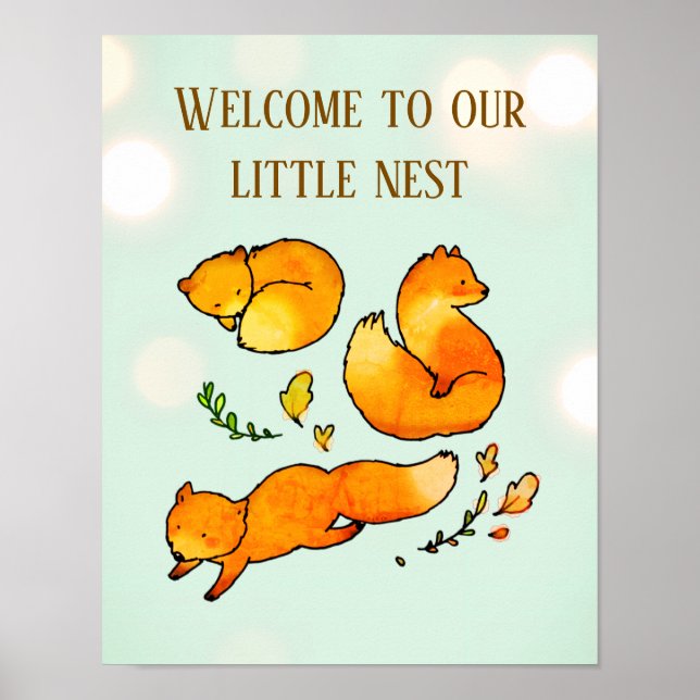 Poster Annonce de naissance de bébé forestier   (Devant)