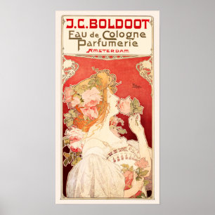 Poster Annonce de parfum de Nouveau d'art avec des roses