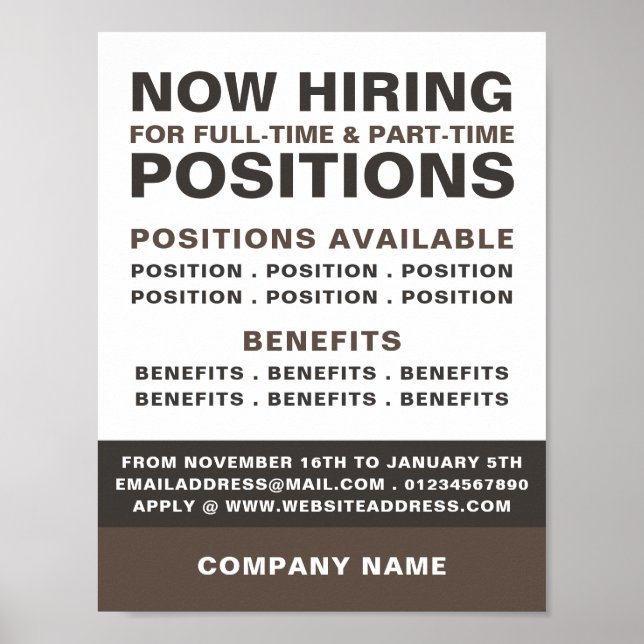 Poster Annonce de recrutement pour emploi audacieux (Devant)