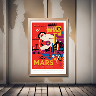 Poster Annonce de voyage Sci-Fi, Planète Mars