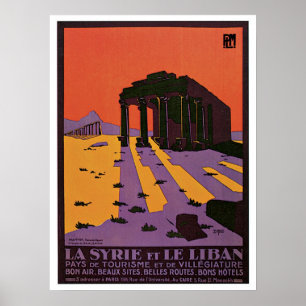 Poster Annonce de voyage vintage de la Syrie (Palmyra) et
