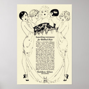 Poster Annonce d'or vintage de shampooing
