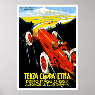 Poster Annonce du rallye automobile Terza Coppa Etna 1927