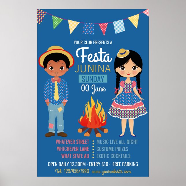 Poster Annonce Festa Junina Corporate/Club Party (Devant)