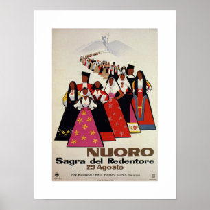 Poster Annonce italienne vintage de voyage de Nuoro
