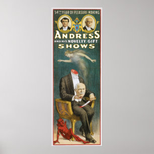Poster Annonce magique vintage de magicien canadien de ~