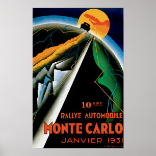 Poster Annonce Monte Carlo Monaco Auto Race Vintage