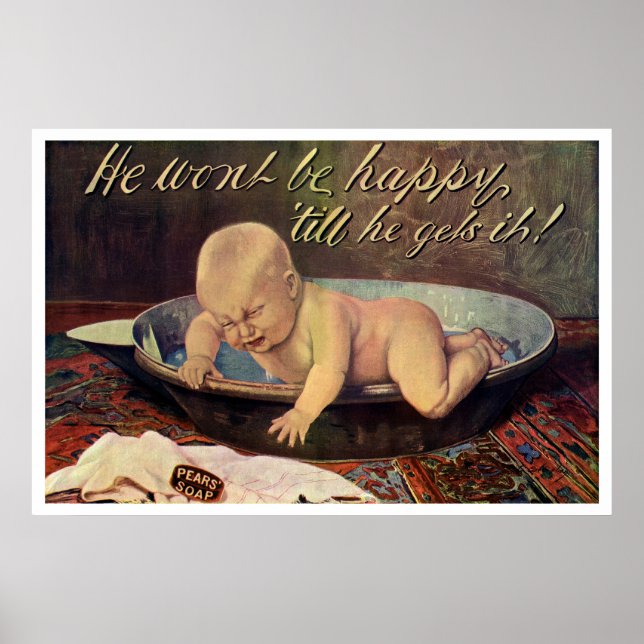 Poster Annonce Pears Soap Vers 1911 - Bain bébé (Devant)