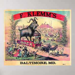 Poster Annonce vintage Bock Beer 1890
