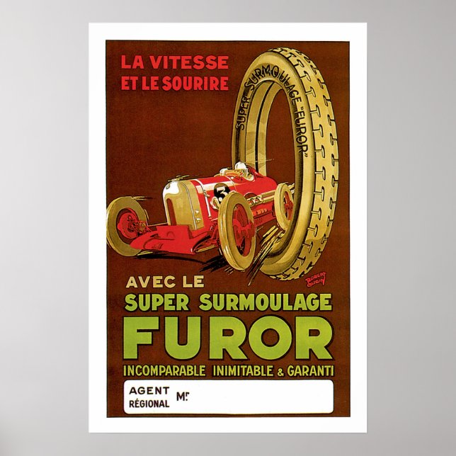 Poster Annonce vintage de pneus français (Devant)