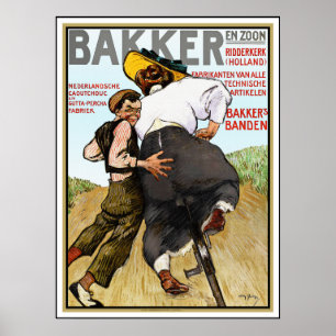 Poster Annonce Vintage pour pneus en caoutchouc
