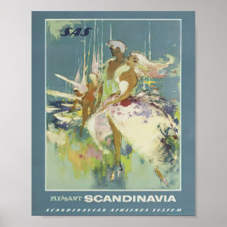 Poster Annonce voyage Scandinavie vintage
