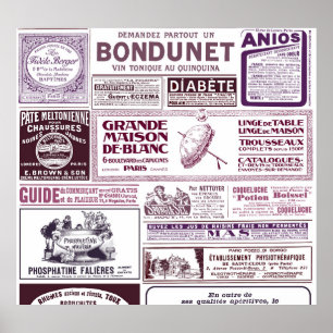 Poster Annonces vintages de journaux français 1910