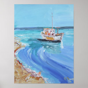 Poster Anse Charmée pour Bateau de Pêche