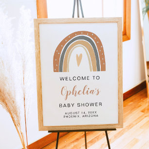 Poster ANSLEY Baby shower arc-en-ciel bohème orange brû
