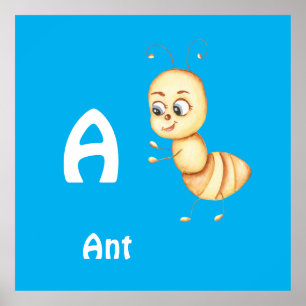 Poster Ant personnaliser ABC : Lettre A - Ajouter votre n
