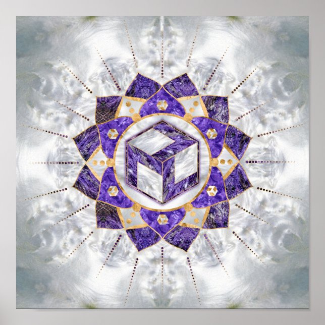 Poster Antahkarana à Lotus Mandala- Amethyst et Pearl (Devant)