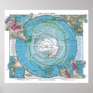 Poster " Antarctique :  1906 - Carte de la mer du Nord