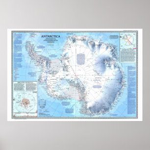 Poster " Antarctique : 1987 Carte détaillée ...