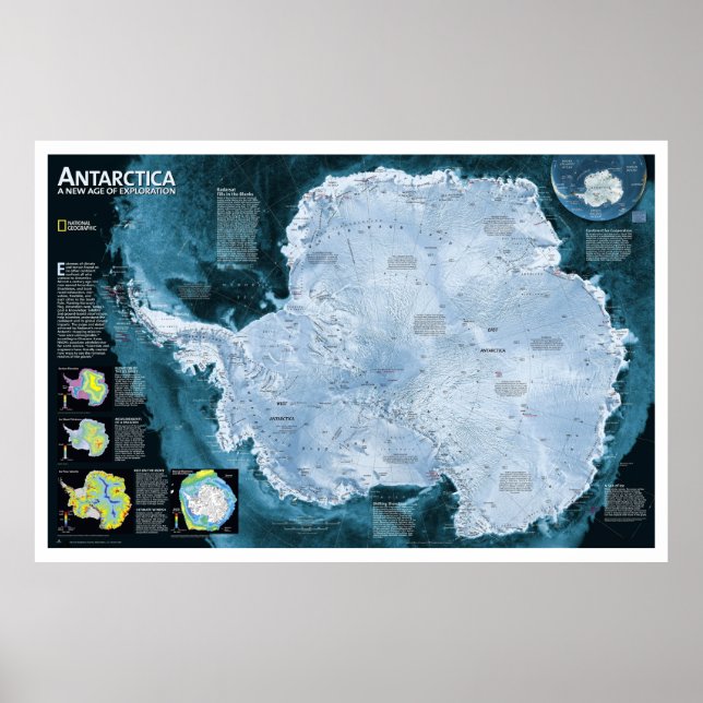 Poster " Antarctique : carte satellite (Devant)