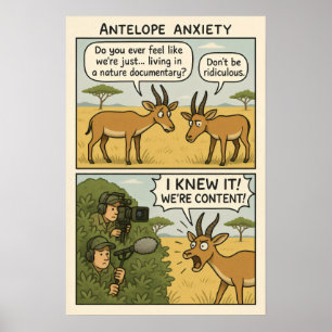 Poster Antelope Anxiety Comic - Nature Documentaire Humou