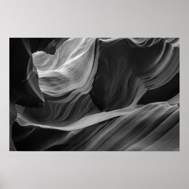 Poster Antelope Canyon Photographie Noir Et Blanc Art (Devant)
