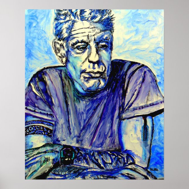 Poster Anthony Bourdain Bleu (Devant)