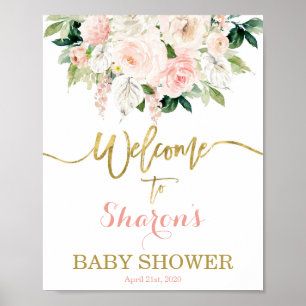 Poster Anthurium Baby shower Fille signe de bienvenue