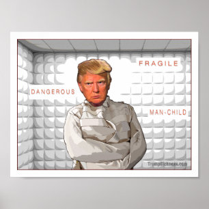 Poster Anti Donald Trump painting in a straitjacket