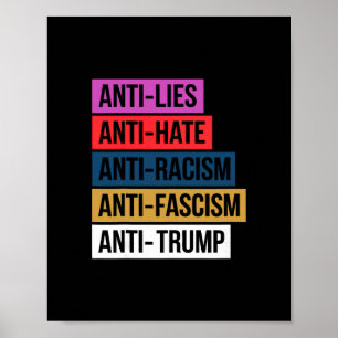 Poster Anti Haine Mensonges Racisme Fascisme Résister Pro