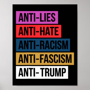 Poster Anti Haine Mensonges Racisme Fascisme Résister Pro